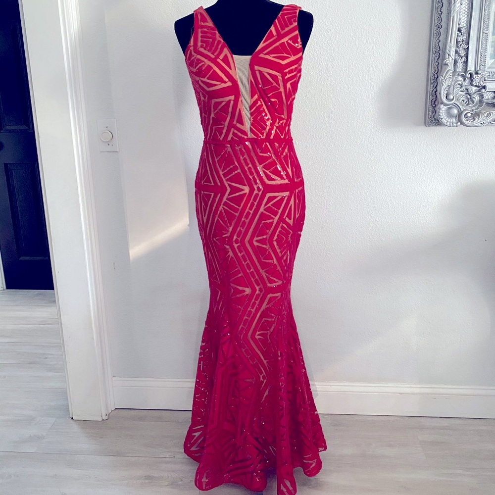 Long evening red dress